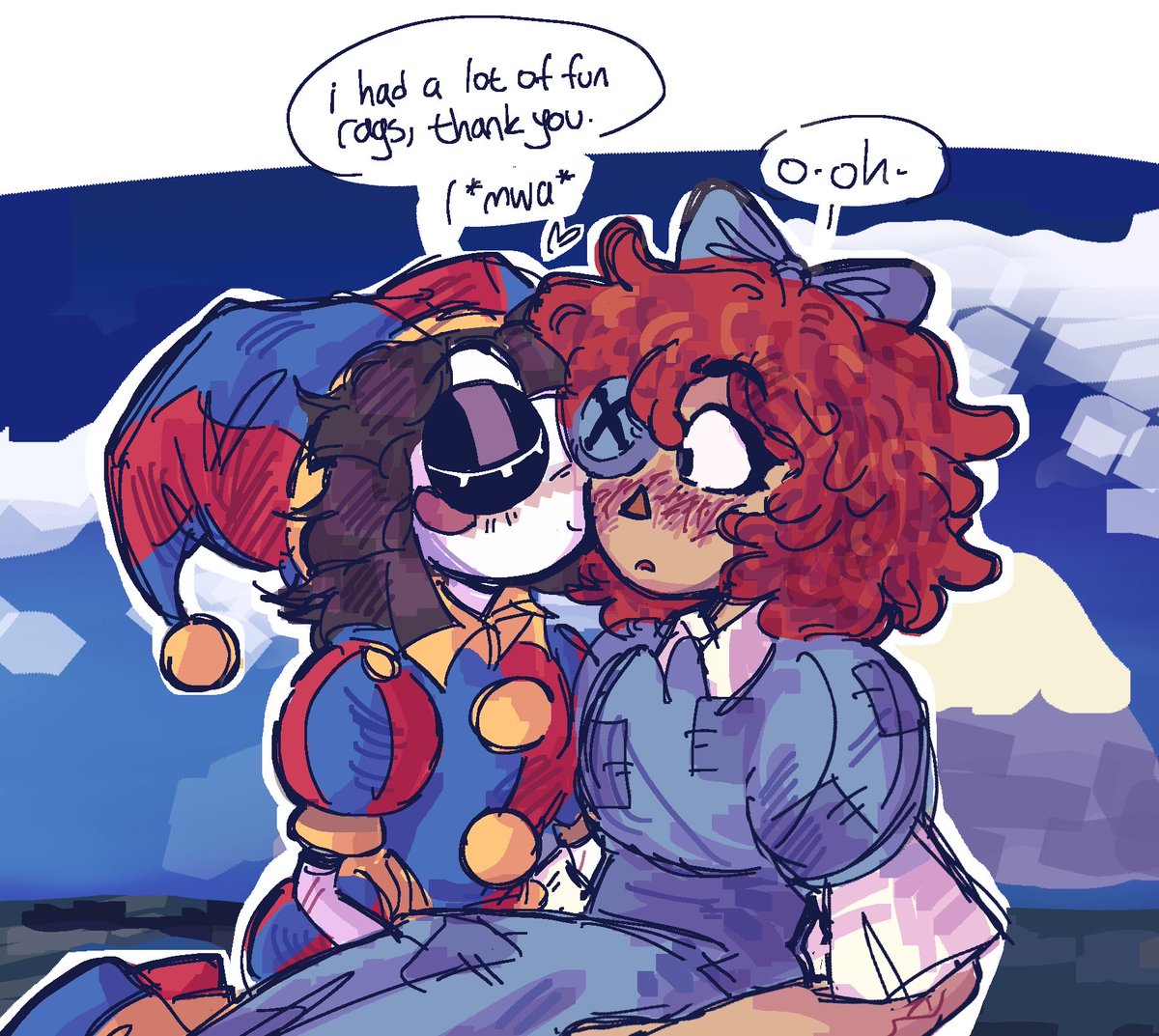 blakethewaffle's tweet photo. IM SO LATE IM CRYING i will catch up trust #jesdolltober day 1 #ragapom #jesterdoll https://t.co/eljccNlFzY