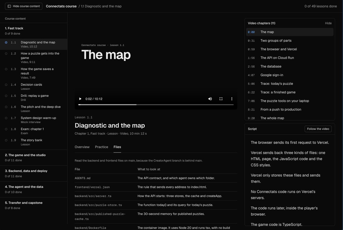 marcvendrellf's tweet photo. I built a skill that converts a repo into a video course.

I find it much easier to process information, and more importantly, retain it, through video classes that show diagrams.

So it analyzes the repo, writes scripts using ASD STE100 and generate 10 minute videos with remotion and an open-source audio model.

It also creates exams and interviews for you to test it.

Still need to polish the UI tho  💀

Will open-source it once it's done!