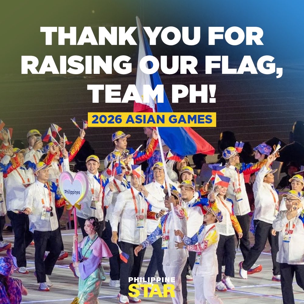 PhilippineStar's tweet photo. MARAMING SALAMAT, TEAM PHILIPPINES! 🇵🇭🫡

Team Philippines officially wraps up its 2026 Asian Games run on Sunday with a final haul of four golds, nine silvers, and 16 bronzes, totalling 29 medals. 

Mabuhay ang atletang Pilipino! https://t.co/FRfxfJbqES