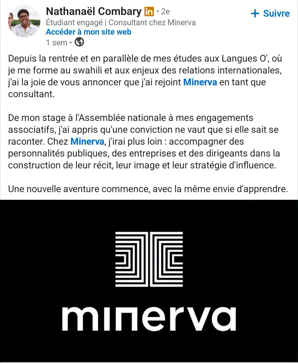 Cleopatre21s's tweet photo. Le jeune que vous voyez sur les plateaux télé pour les mouvements lycéens, n'est autre que Nathanaël Combary :
- il n'est plus lycée depuis la rentrée
- a fait un stage d'assistant parlementaire auprès d'une députée macroniste
- a rejoint Minerva comme "consultant" en communication (vous en connaissez beaucoup vous qui sortent du lycée et recrutés déjà comme consultant pour des personnalités ?)
- Minerva fondée par Louis Jublin, qui a été un conseiller de Attal...
Dingue comme ce monde est petit n'est-ce pas ?
Pierrick Thevenon