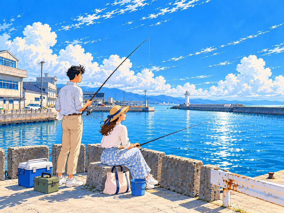 tsubo339's tweet photo. 釣り行かないで
ＡＩで釣り画像作成
８０年代イラスト風 https://t.co/KNBJvJcCH5