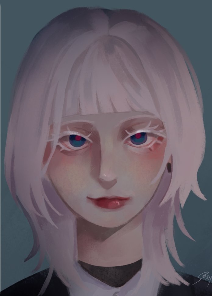 Soshioriii's tweet photo. I tried to draw Q in a semi realistic style^^ https://t.co/mBy26z272d