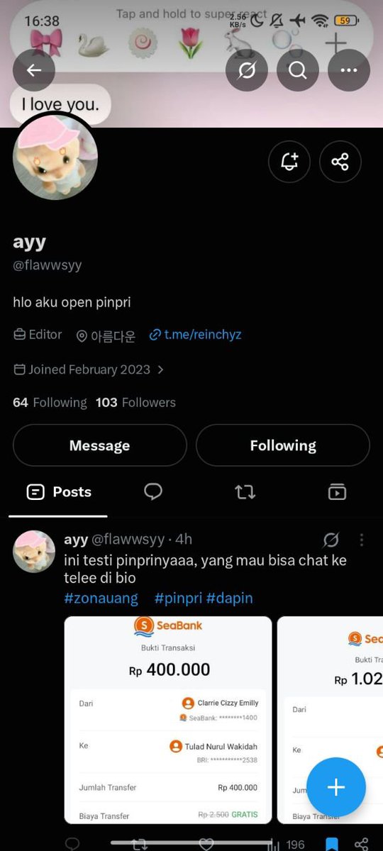 softlyhaven's tweet photo. WARNING PINPRI 🚨 BANTUUU RT/LIKE

aku memang mengajukan pinjaman, dan dari awal pihak tersebut @flawwsyy mengatakan bahwa pengajuan masih dalam proses, setelah aku mengikuti arahan dan melakukan transfer, akun mereka justru memblokir aku tanpa memberikan kejelasan 
#pinpri #scam https://t.co/xl5QLxs2Rp