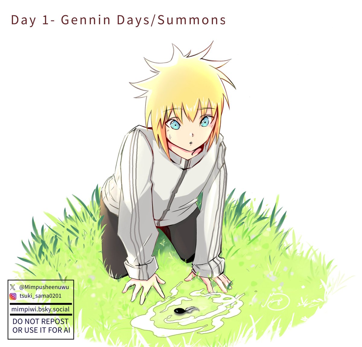 Mimpusheenuwu's tweet photo. Day1 - Genin Days/Summons
Here's my entry for Minato Week for @KokoDraws01 
Hope you all like it 😊 

#MinatoWeek2026 #MinatoWeek #NamikazeMinato https://t.co/AGm3cgj4me