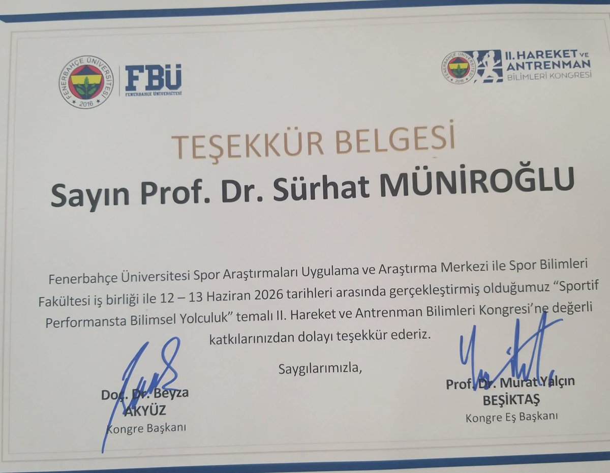 mknews_tr's tweet photo. 🚨 MHK Başkanı olacağı söylenen Sürhat Müniroğlu’nun Fenerbahçe Üniversitesi’nden aldığı Teşekkür Belgesi. https://t.co/bPDIW0JoCs