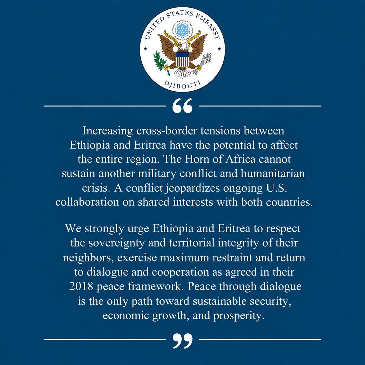 HaatufTv's tweet photo. US Urges Maximum Restraint as Cross-Border Tensions Rise Between Ethiopia and Eritrea https://t.co/349dlldKd3 via @HaatufTv https://t.co/L2eaFCNflD