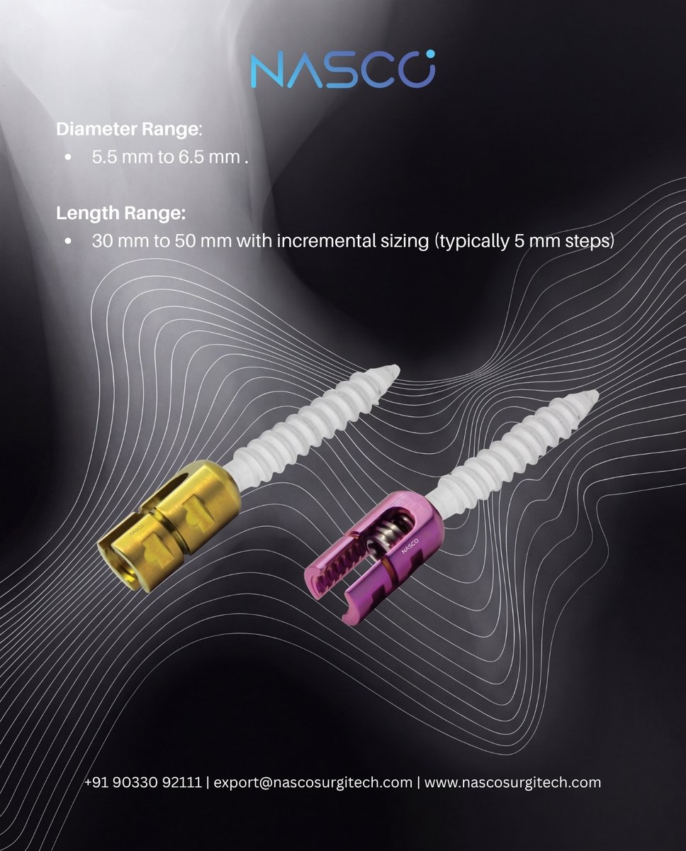 NascoSurgitech's tweet photo. 🔩 Meet the STAR Poly Reduction Screw – H.A. Coated

✅ Reduction tabs capture misaligned rods
✅ 35° polyaxial head for easy locking
✅ H.A. coating = faster bone integration 🦴

📏 5.5–6.5mm | 30–50mm
🌐 https://t.co/ki1g6Ki9PK

#SpineSurgery #PedicleScrew https://t.co/gvOLEMO5ck