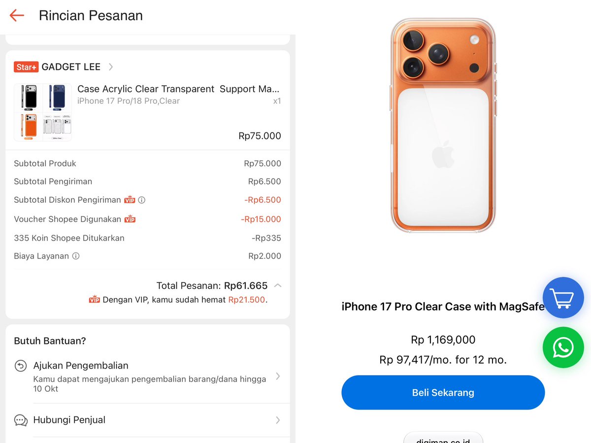 iwalysmh's tweet photo. Gak sengaja nemu toko yang jual accesoris iphone mirip di ib*ox... seharusnya harga casenya sejuta tapi nemu dupenya cuman 60ribu?!😭🙏🏻 https://t.co/pU0FSV6Wg8