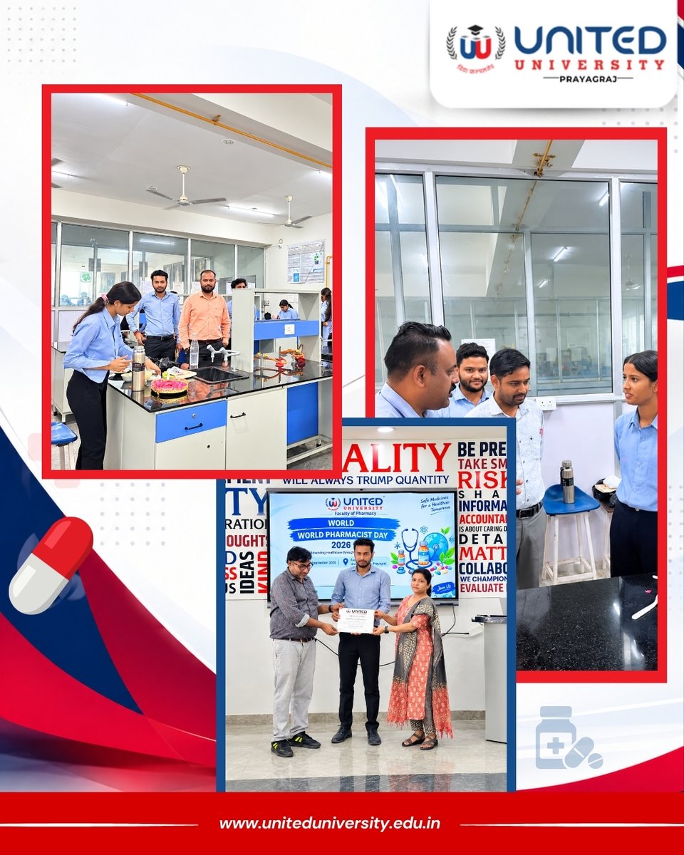 UnitedUnivers's tweet photo. 💊 World Pharmacist Day 2026 | Empowering Pharmacists for Healthier Futures 💊
#WorldPharmacistDay2026 #UnitedUniversity #FacultyOfPharmacy #Pharmacists #PharmacyEducation #EmpoweringPharmacists #AIForHealth #AIExpo #NutriCraft #PharmacyStudents #HealthcareInnovation #Prayagraj https://t.co/mcGb0eK71n
