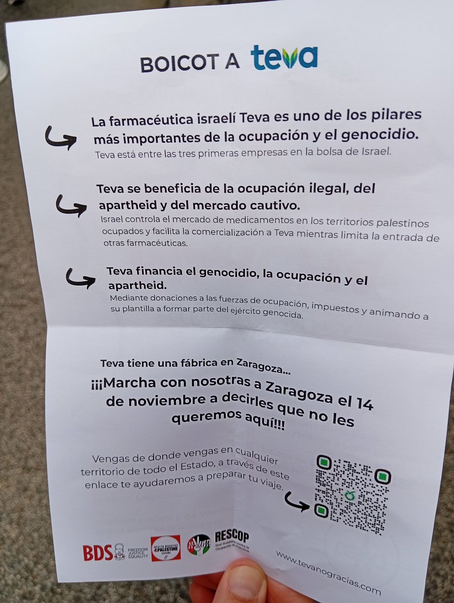 alqudsandalucia's tweet photo. @BDSMadrid @JaenEnComun @MalagaAcoge @proucomplicitat Listado actualizado con 42 municipios que se manifiestan este fin de semana por Palestina.
Manifiesto RESCOP
https://t.co/LbQY7hK6i1
#BoycotTeva
#teva
@BoycottTeva
#Málaga
@BDSMadrid
@JaenEnComun
@MalagaAcoge
@proucomplicitat
#FREEPALESTİNE https://t.co/UXqdfVkVft