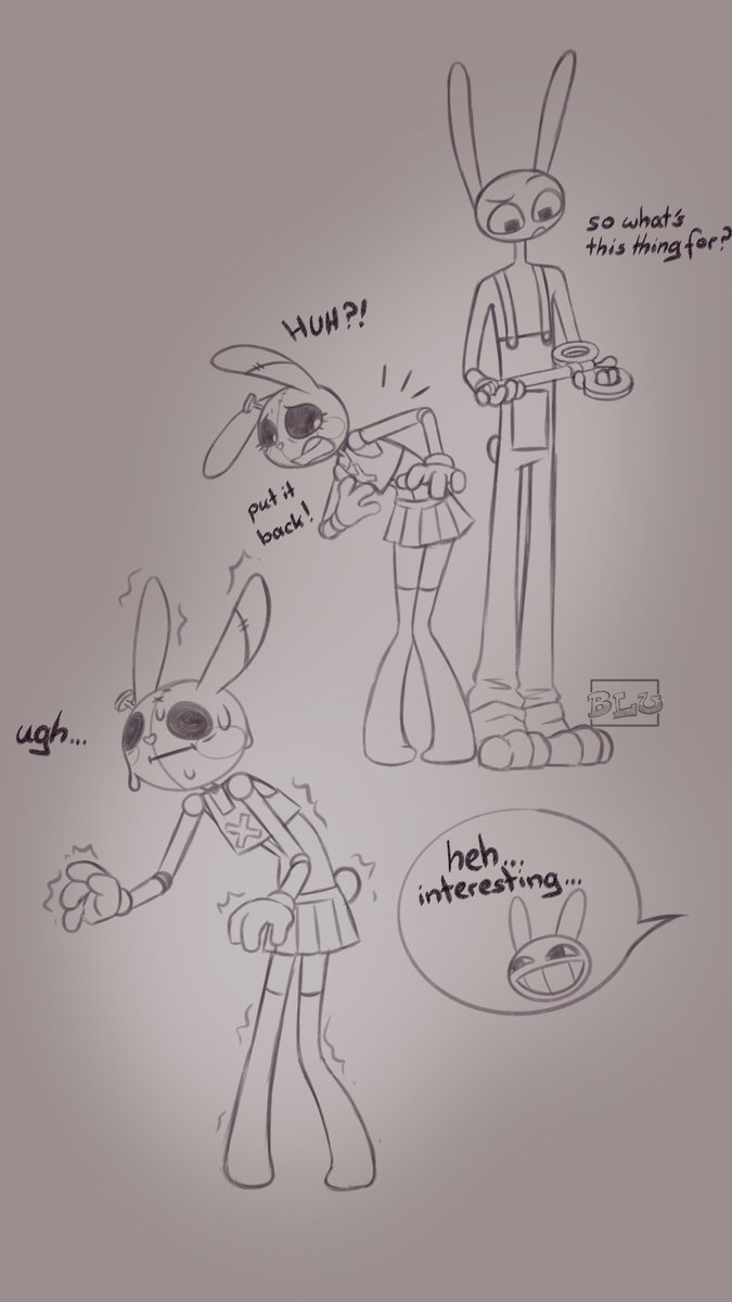 RealBunnyJinx's tweet photo. Just something funny for self indulgence because I have been feeling sad and lonely. idk

context: Blu's wind-up key can be removed but if you do, she will stop moving and freeze in place.

#tadc #OC #jax https://t.co/FpbYlhQKT0