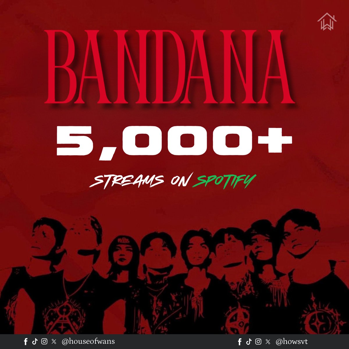 HOWsVT's tweet photo. 5,000+ SPOTIFY STREAMS FOR “BANDANA”! 🚩

Thank you, HOWs, for helping us reach 5K streams of Project WAN’s “BANDANA” on Spotify! Every stream, share, and listen means so much. 🫶

🔗: https://t.co/L3V9aZeiTv

#BANDANA #ProjectWAN @projectwanofc_ https://t.co/RsCbDW7mtr