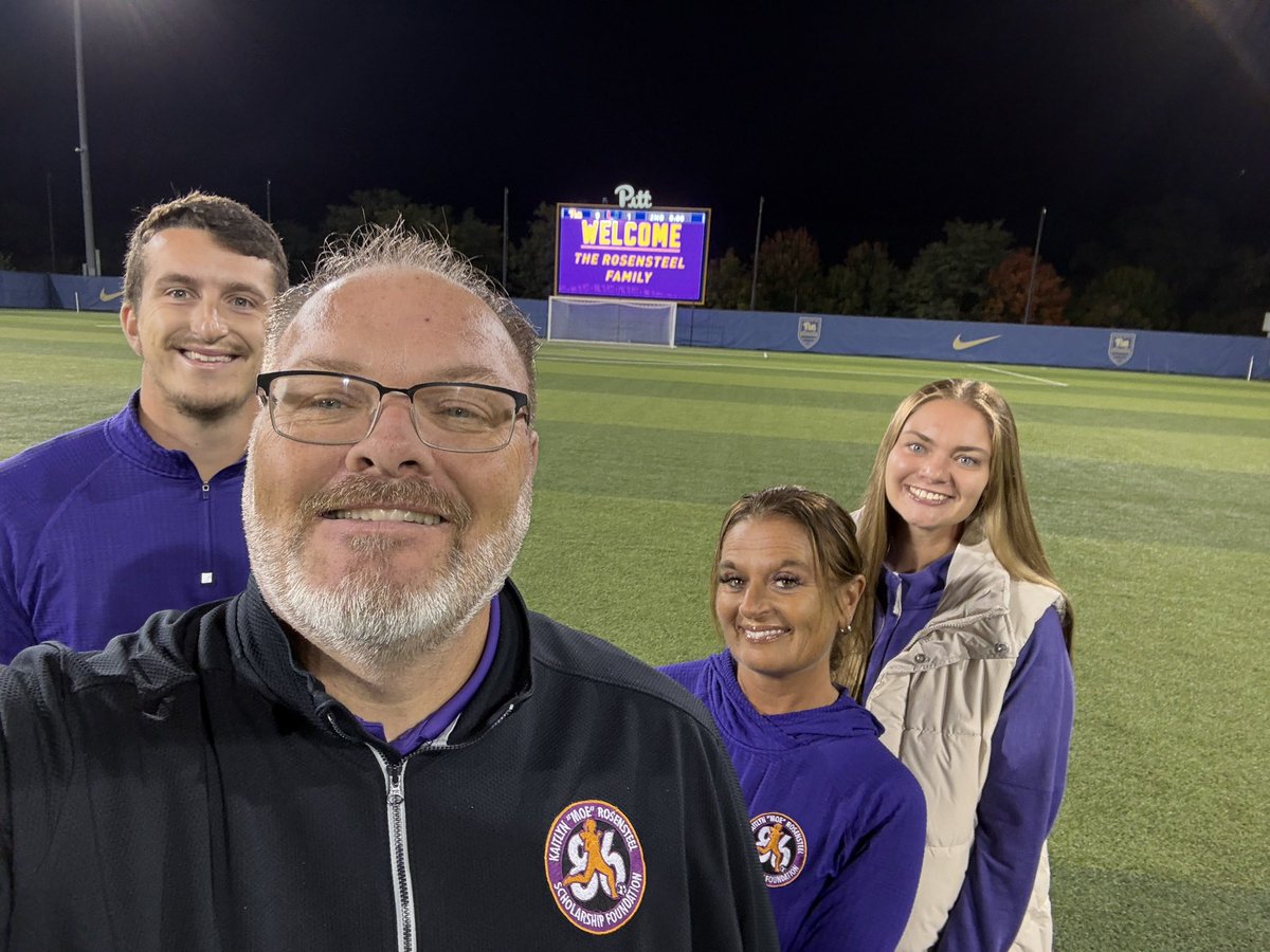MoeRosensteel's tweet photo. Pitt Women’s Soccer, thank you for taking time to honor Moe at halftime and hosting our family. We are very fortunate to have your continued support. Thank you Coach Bri and Aaron for taking care of us all day. #moe86 https://t.co/H5FdVicNoE