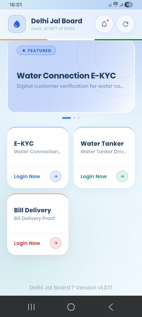 negiabbalsingh's tweet photo. @DelhiJalBoard Not able to login this app for ekyc, no option for new user 
register and no forgot option https://t.co/pRnlcs2FZy