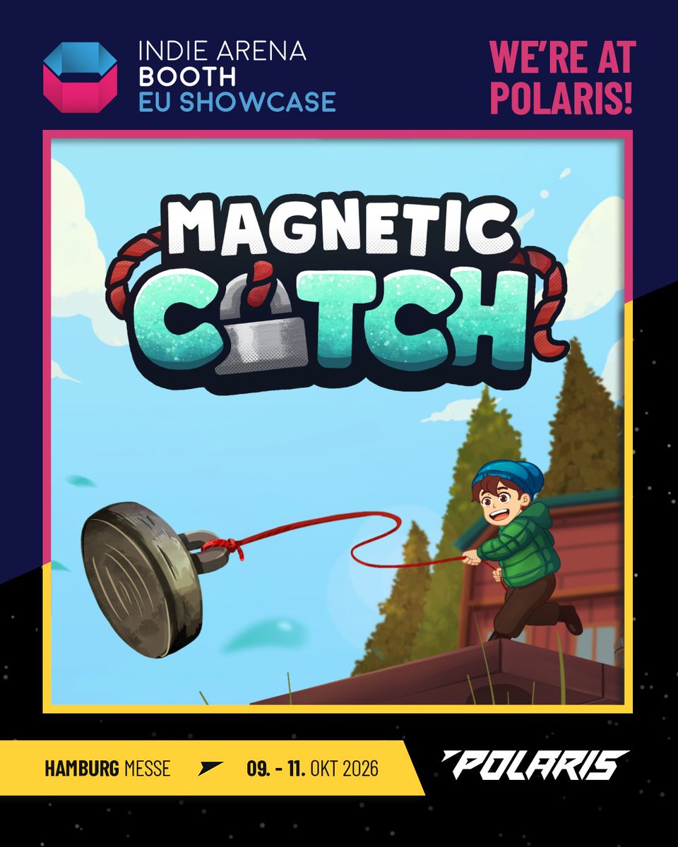 bitowl's tweet photo. You can play Magnetic Catch in Hamburg next weekend!

We are at POLARIS thanks to the Indie Arena Booth European Games Showcase.
📅 Dates: October 9th – 11th
📍 Find us: Hall B7, Indie Area

#polariscon26 #polariscon #polarisconvention #indiearenabooth #magneticcatch https://t.co/MeNF0dByIi