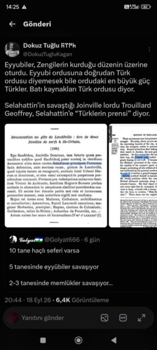 EfeKn89840's tweet photo. @zazakiworld @serefsener @MahmoodYKurdi @zazakiworld
Tarihi kaynaklarda Eyyubilere 
Türk ordusu Türk devleti

Selahaddin e ise Türklerin prensi
Deniliyor 

%100 etnik Türk demek doğru değil

Ama Yemenli ve Türk karışık
Gen taşıyor 

İsrail bize devlet kursun diyenlerin
Degil https://t.co/BD0y7okXLY