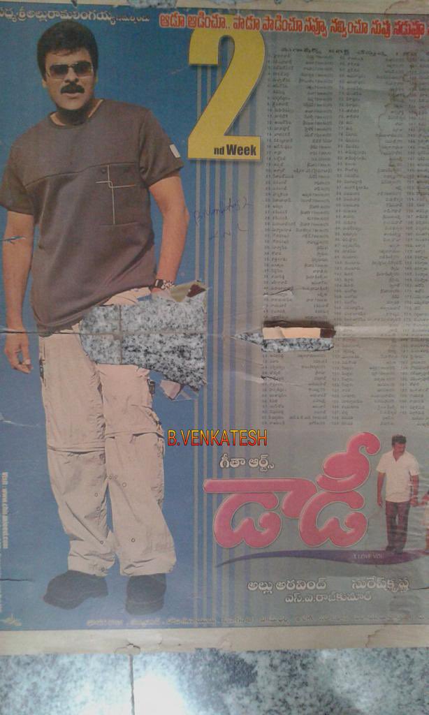 SarleNuvvelluuu's tweet photo. 25 years for @KChiruTweets and @SimranbaggaOffc and #RajendraPrasad starrer emotional entertainer #Daddy
Directed : @Suresh_Krissna
Musical : #SARajkumar 👌
#Hyderabad - #Sandhya70 -
100 days (#HanumanJunction)
@baraju_SuperHit @jagadish12652
@Namalachandram2
#25YearsForDaddy https://t.co/XIOBCENDhF