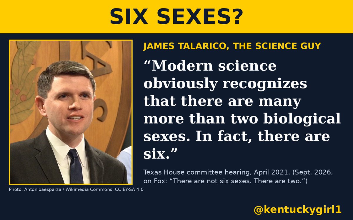 Kentuckygirl1's tweet photo. Talarico said there are 6 sexes. 

Now that he's running statewide, he says there are 2. 

Funny how that works. https://t.co/jhrqmO7MEj