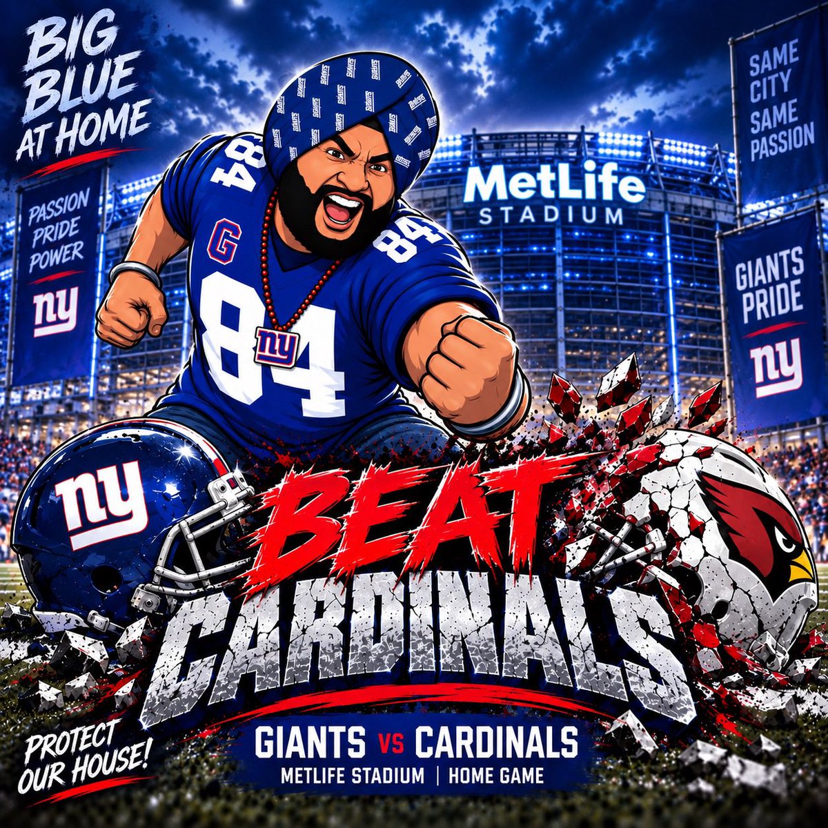 thegiantsingh's tweet photo. It’s Gameday!!
#NYGiants #BigBlue #BeatAZ #GiantsTurbanGuy #TheGiantSingh #NYGvsAZ https://t.co/nvSvHkGAoU