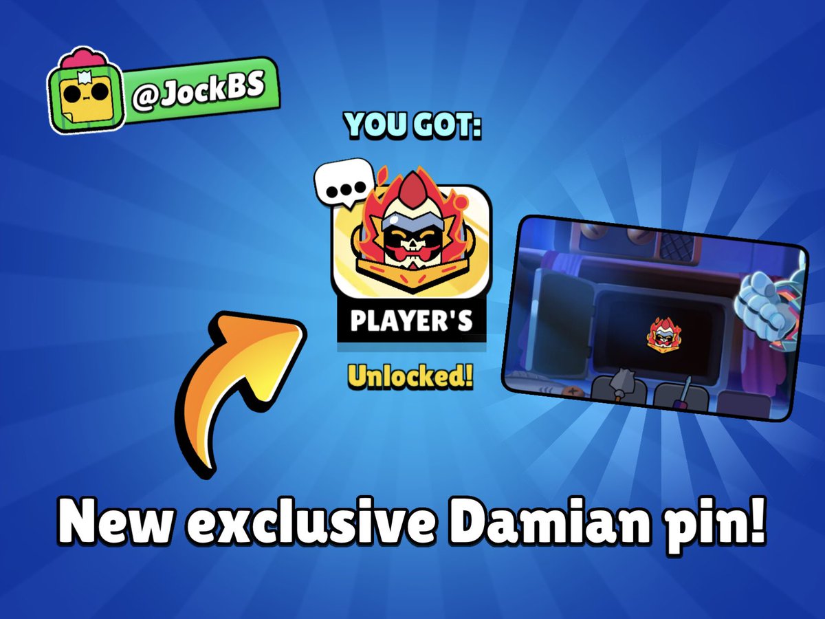 jockbrawlstars's tweet photo. New exclusive Damian pin! 🎃
To get it you need to go in the #FINDGUS event and do the matching colours:
🟣🟡
🟢🔴
Once you do them correct you'll receive the pin! 🤑
#BrawlStars https://t.co/dbS7BOK0eZ