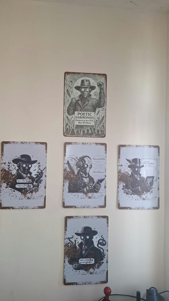 TheDrisk's tweet photo. @STGshmups Pleased how these metal prints of my albums came out...

https://t.co/vW64iJkaDf

Poetic Harmonies, may not be for everyone, but I am proud of them
... also on Spotify, iTunes, etc https://t.co/r6036XNClY