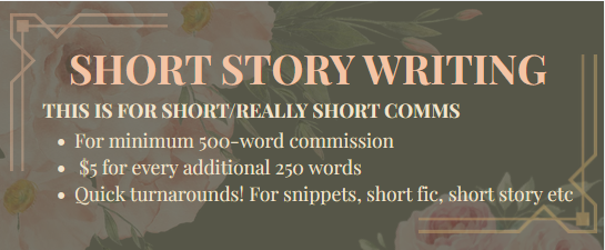mal_qamar's tweet photo. Opening comms for short requests! Not sure how long this will be up but I could appreciate some reposts
https://t.co/wHKD0d6MsJ
#VgenCommㅤs #WritingComms #Vgen https://t.co/B7DHvvoLBG