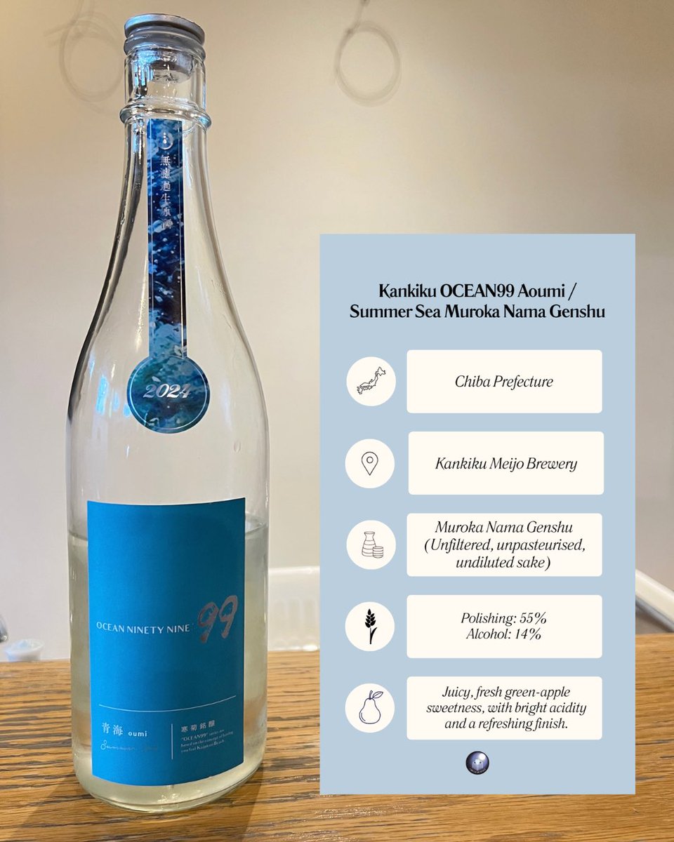 anna_p1nko's tweet photo. 【Kankiku OCEAN99 Aoumi -Summer Sea- Muroka Nama Genshu】

Juicy, fresh green apple sweetness with bright acidity and a refreshing finish 🩵🌊

Love long weekends! 

Cheers! 🍶 https://t.co/J17maGW7eb
