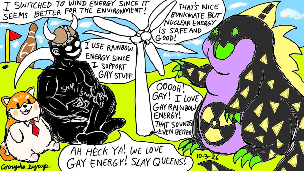 Cornysha_Syrup's tweet photo. ☢️🦖 Bunkmate shows 👤 Shondophrenic and 🐶 Shibe the 🆕️ New 🌬 Renewable Energy She uses to  🏞 Save the Environment!

Time-Lapse Videos
Part 1:https://t.co/2sriv8udvE
Part 2:https://t.co/fsNbOvaEWQ

Namaste 🎳⛳️ https://t.co/YAGXRfPdeD