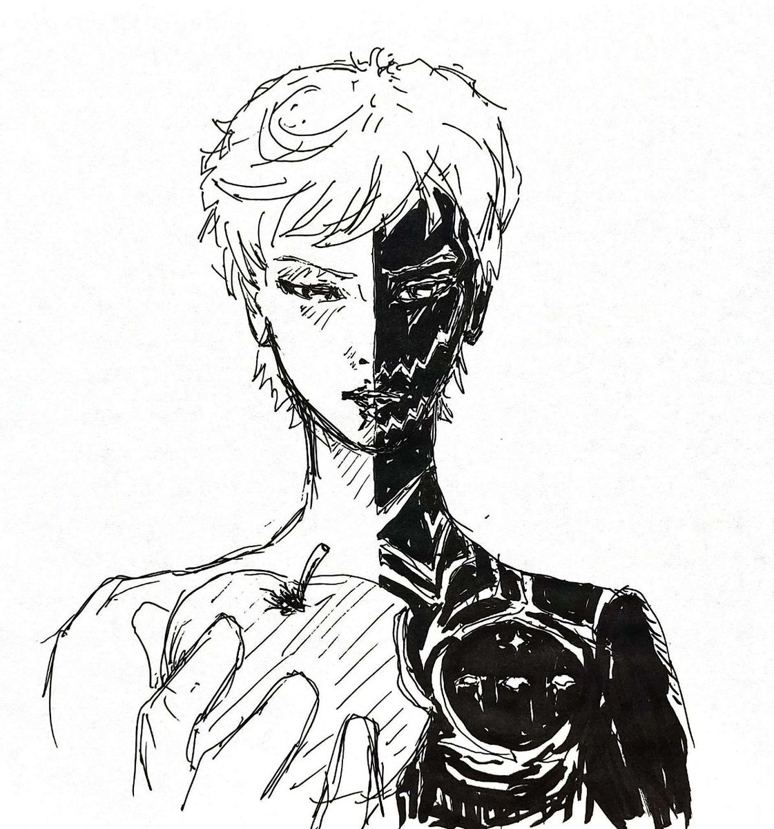 Petr_KO_Zlov's tweet photo. #inktober day 01. Apple
#inktober2026 #inktober2026day01 
#inktober2026apple #NieR #Eve #NieR_Automata #traditionalart https://t.co/kqEa6PR0bp