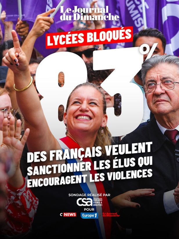 Violette126649's tweet photo. Je suis entièrement pour cette mesure et vous ? 
Y a pas de raison que les élus se dédouanent toujours de tout, surtout les LFI  qui soufflent sans arrêt  sur les braises 😡 #Blocage https://t.co/ke6E8ksQFd