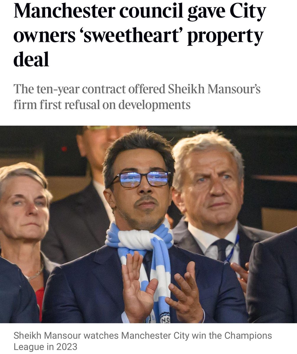 emmafildes's tweet photo. Money got Sheikh Mansour’s Abu Dhabi company first dibs on development land and the same money got the council to turn a blind eye. 
Manchester city council published a review of its deals noting “weaknesses in documentation, monitoring and assurance” but noted the “significant benefits” delivered. Bending the rules for one for fear of losing them and their money doesn’t bode well when trying to get others to build across the whole country @DavidCollinsST @lara_spirit @thetimes 
https://t.co/Cxz1isDzdt