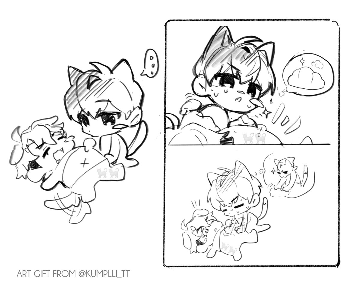 dostoevsie's tweet photo. 함긍 food coma tutu and lil massage theraphist mimi 🐈‍⬛🐕🐾

🎁 art gift from kuma @ kumplli_tt https://t.co/mIj3XoXOQJ