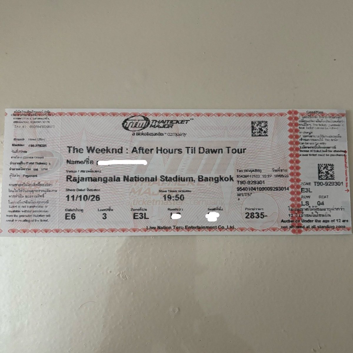 nanachannoona's tweet photo. ปล่อยบัตร The weeknd
วันที่ 11 ตุลาคม
โซนE3L 2800
นัดรับ สามย่าน/mrt สายสีน้ำเงิน

#ปล่อยบัตรTheWeeknd
#TheWeekndLiveInBangkok 
#AfterHoursTillDawnTour https://t.co/wSNU4Aksq4