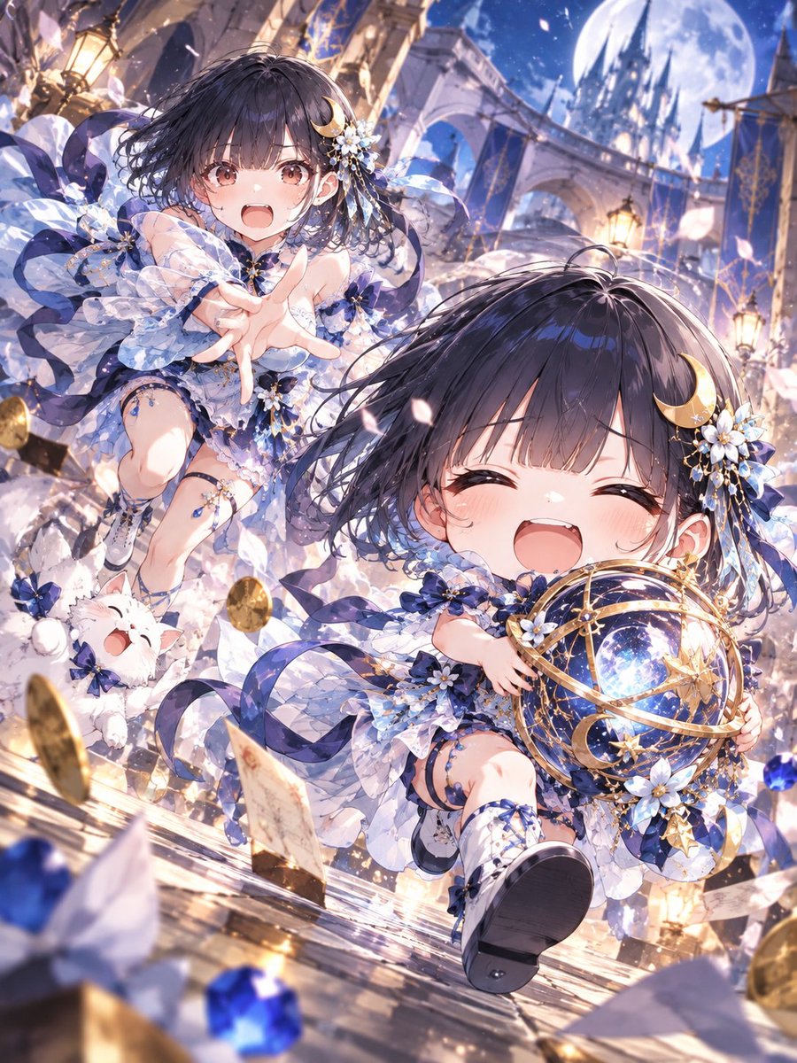 LowAngleMuse's tweet photo. #プロンプト配布 #うちの子宝物騒動

自分のOCの大事な宝物、
ちび分身に持ち逃げされたらどうなると思いますか？👀

今回配布するプロンプトはこちらです。

「参考OCの外見や特徴をもとに、デフォルメされた小さな分身が、その子を象徴する大切な宝物を盗んで逃げていく場面を描く。本体は後ろから慌てて追いかける。ダッチアングル、リアルな光と影。二人を同じ画面内に収め、強い躍動感と誇張された楽しい表情、混乱しているのに可愛いコメディ感を表現する。3:4」

ほんの短い一文ですが、
OCが変わるだけで、
盗まれる宝物も、リアクションも、追いかけ方も全部変わるのが面白いところです。

そして今回も
@shizuku_tsuki38 月見夜しずくさんに
プロンプトモデルとしてご一緒いただきました✨

皆さんのOCなら、
どんな宝物騒動になるでしょうか？

ぜひ気軽に遊んでみてください！
