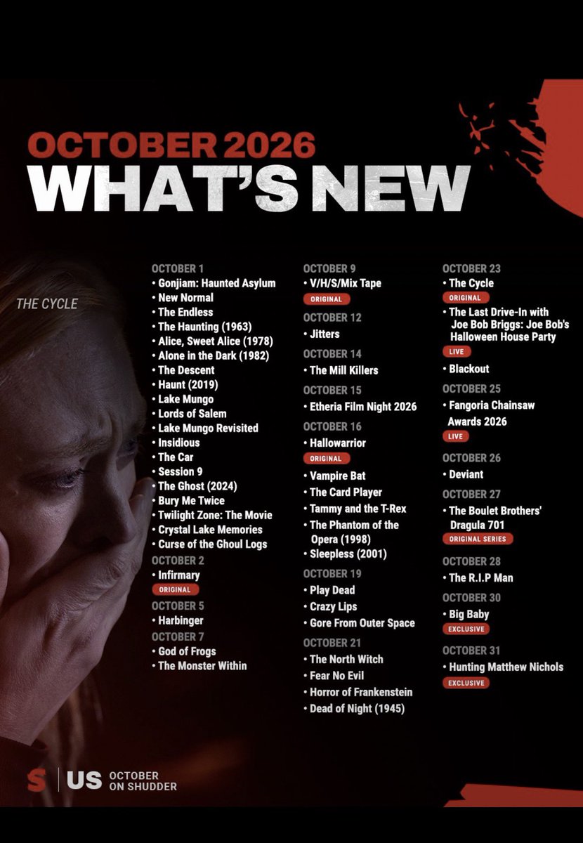 RDesroc's tweet photo. JITTERS Hits @Shudder 
October twelfth — right between  V/H/S/Mixtape &amp; The Mill Killers in Season of Screams 😱 https://t.co/kzva0b3zSs