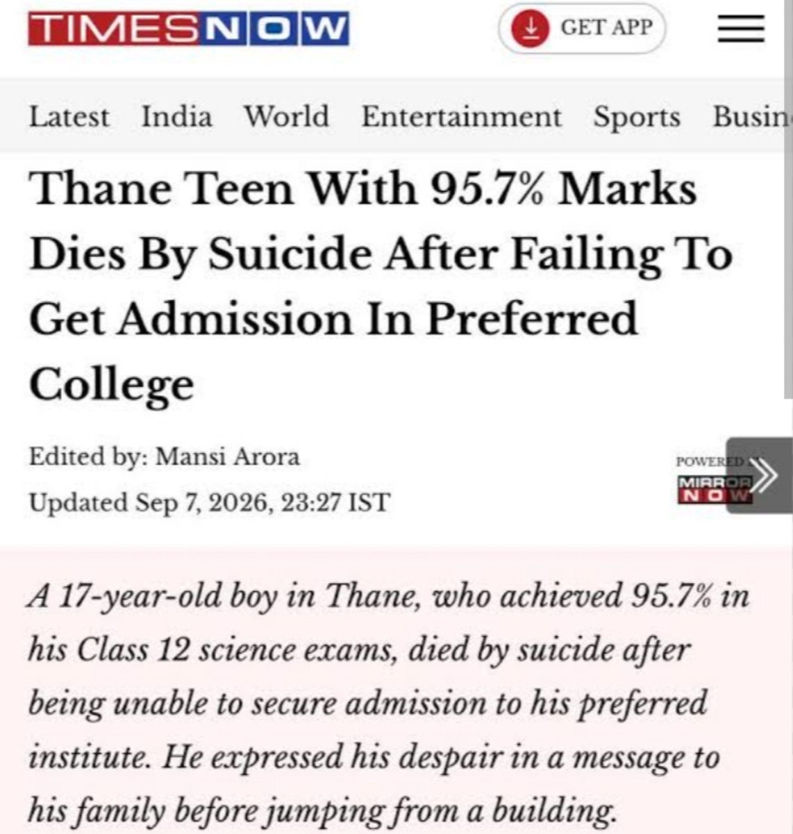 Anviksha_'s tweet photo. Reservation has once again killed merit. https://t.co/ujQS5ts0xT