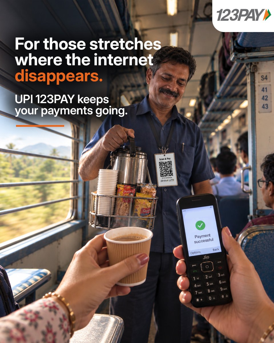 UPI_NPCI's tweet photo. Full network. One bar. No internet. Back to full network.

Anyone who’s taken a long train journey knows the drill.

With UPI 123PAY, you can continue making UPI payments even without internet connectivity.

#UPI #UPIChalega #UPI123PAY https://t.co/Zn8qRlSm3o