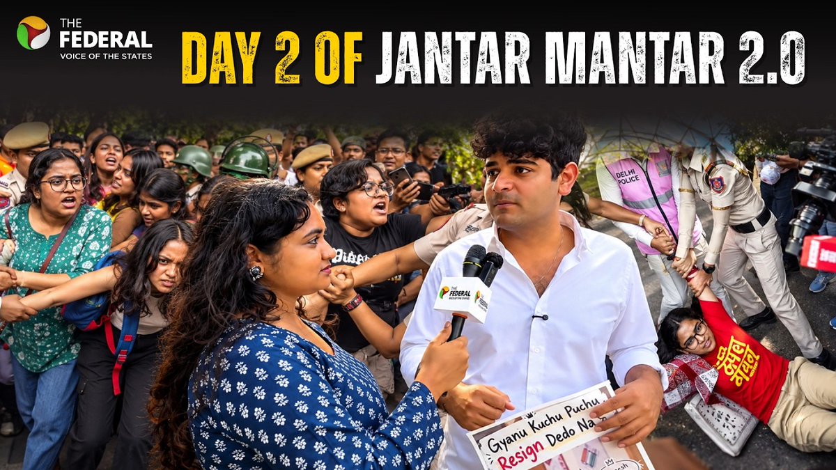 TheFederal_News's tweet photo. 700 detained on Friday, protesters back on Saturday: Jantar Mantar erupts over CEC row
Watch | https://t.co/lzXmS1Uf1P
For more such videos, subscribe: https://t.co/looqfhR07r
#JantarMantar #CECRow #ElectionCommission #GyaneshKumar #DelhiProtest #PoliticalProtest #IndiaPolitics #ElectionCommissionOfIndia #Protest #DelhiNews