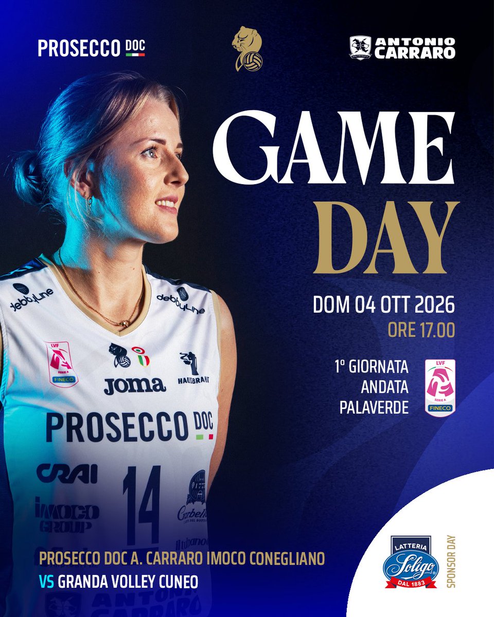ImocoVolley's tweet photo. 𝗕𝗔𝗖𝗞 𝗛𝗢𝗠𝗘! 🐆

🆚 Granda Volley Cuneo
🕔 Oggi, 17:00 | Palaverde
🥛 Sponsor Day Latteria Soligo
☕ Palaverde Café dalle 15:30
🎙️ Pregame Show su YouTube dalle 16:00
📺 DAZN
🎟️ https://t.co/qxNtwwq1KD
#PantereDoc https://t.co/SBqe5aNQyt