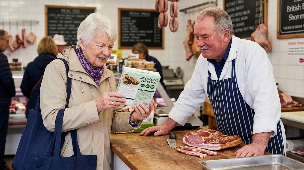 SamaHoole's tweet photo. Customer: "No bacon this week. My daughter says it's processed."

Butcher: "It is."

Customer: "You admit it?"

Butcher: "I do the processing. Out the back."

Customer: "Go on, then. What's the process?"

Butcher: "I rub it with salt."

Customer: "And then?"

Butcher: "I wait a fortnight."

Customer: "And then?"

Butcher: "I slice it. Some weeks I smoke it first. That's the deluxe process."

Customer: "Nothing else goes in?"

Butcher: "A pinch of curing salt in with the ordinary. That's the nitrite."

Customer: "That's the bit she's worried about."

Butcher: "That's the bit that stops it giving you botulism. Butchers have been putting it in for hundreds of years, mostly for that reason."

Customer: "She made it sound like a factory."

Butcher: "It's a tub and a cold room. The Romans wrote the method down about 160 BC and I've not found much to add."

Customer: "Well, she won't touch it. She has one of these instead. I've to pick her up a box every week."

[She takes a box of protein bars out of her shopping bag. There is a picture of an oat on it.]

Butcher: "Turn it over. What's in those?"

Customer: "Hang on, I've not got my glasses. Soy protein isolate. Glucose syrup. Palm fat. Humectant. What's a humectant?"

Butcher: "No idea. I've never needed one."

Customer: "It goes on. There's a bit in brackets."

Butcher: "Mine's pork, salt and curing salt. I can do you the list from memory."

Customer: "So hers is the processed one."

Butcher: "Hers has had more done to it than anything in this shop, and I've a mincer."

Customer: "Six rashers. Smoked."

Butcher: "The deluxe. And for your daughter?"

Customer: "She's got her box."