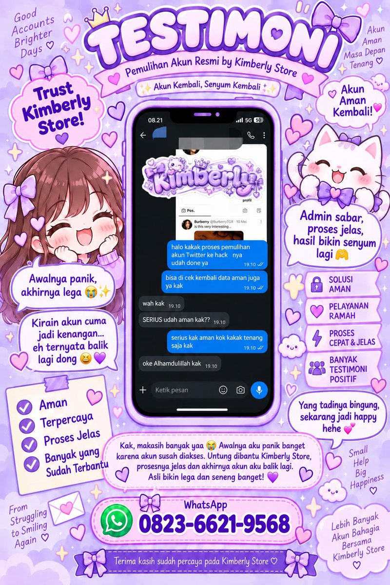 xiacve's tweet photo. Alloo Jasa Pemulihan Akun &amp; Recovery Account and delete account 💜

Siap Melayani keluhan :
➡Pulihkan,Balikin &amp; Hapus Akun / Nonaktifkan Sosmed

( Facebook, Instagram, TikTok, WhatsApp,Twitter/X, Gmail)

Lacak Lokasi — Sadap Whatdapp — Hack Akun 

Fastrespon? Wa Di Profil Ya📲 https://t.co/XuyCtVk6yk