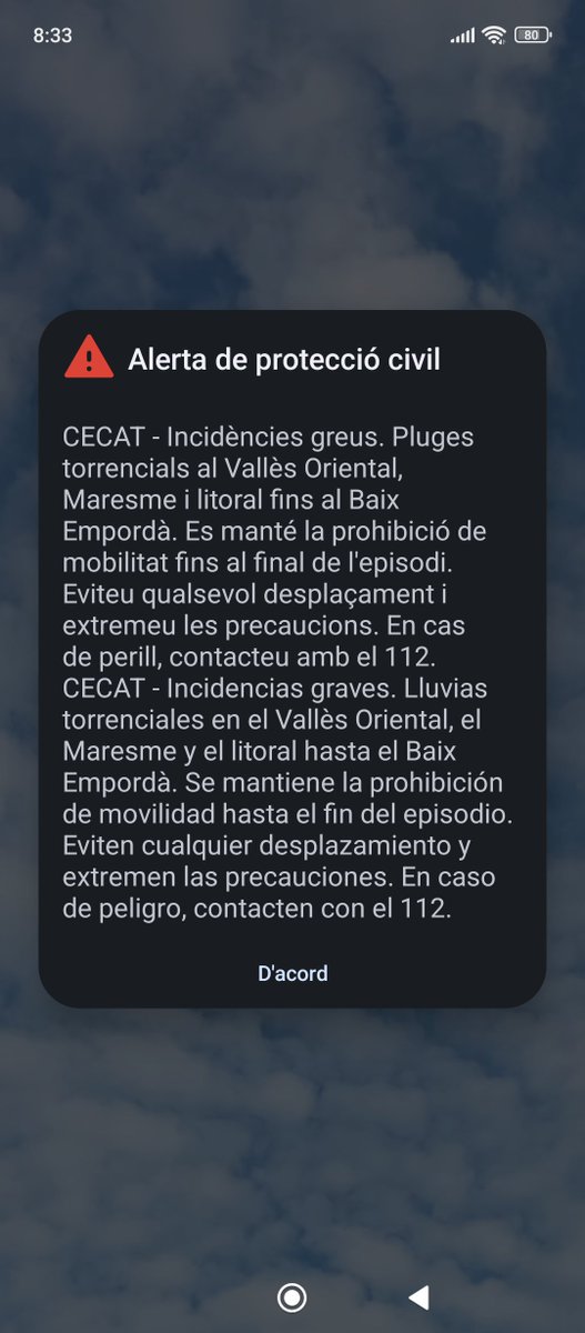 Tordaria's tweet photo. @vialliure Nou Es-Alert al Maresme ara mateix https://t.co/YsM1RSwPoX