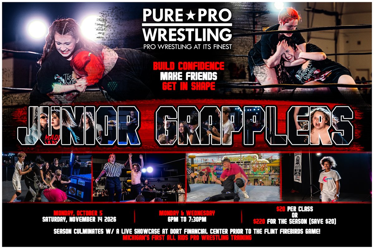 PPWPower's tweet photo. TOMORROW!

Fall Season 2 kicks off Monday, October 5 at Camp Justice in Goodrich, MI.

Youth ages 6–17 will learn wrestling fundamentals, build confidence and train alongside real pro wrestling coaches.

Sign up today!  🤼‍♂️

📝 https://t.co/hTQMM7RNN1 https://t.co/y4fncyVPce
