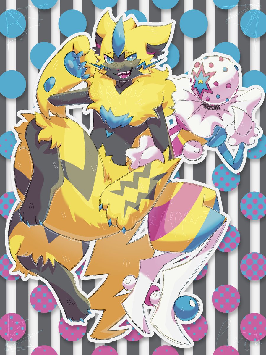 derangedpepper's tweet photo. day three of drawing #blacephalon and #zeraora . today i accidentally deleted all my pokeballs in pokemon go and i cried https://t.co/TkQNIIzjfD