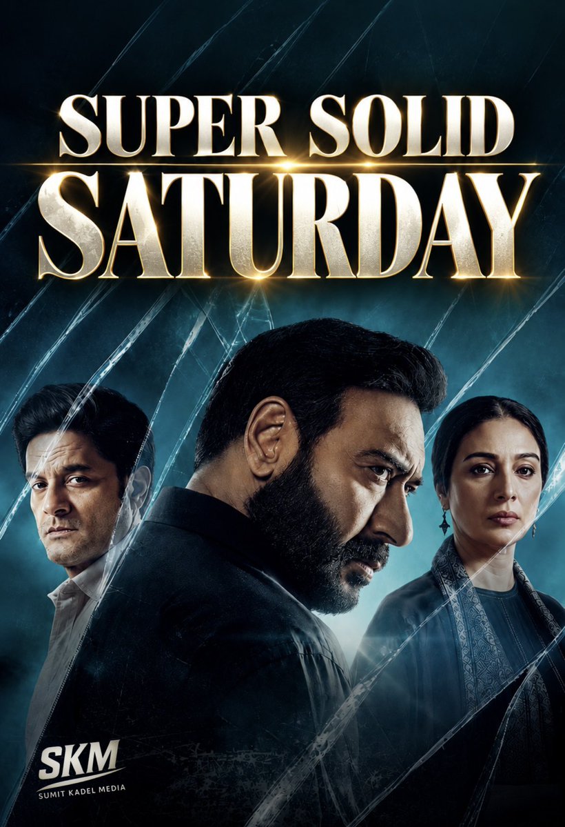 SumitkadeI's tweet photo. SUPER SOLID SATURDAY for #DrishyamTheConclusion . 

The film once again EXPLODED at urban centres on Day 2. Evening shows indicated around ₹48 Cr, but crazy occupancy in night and late-night shows pushed the film comfortably past the ₹50 Cr mark.

Sunday is expected to be HUGE AGAIN, with another ₹60 Cr+ day on the cards.

₹173–175 Cr Weekend is LOCKED. 

Day 1: ₹ 61 Cr
Day 2: ₹ 51 Cr

Total: ₹ 112 Cr Nett

#Drishyam3 #AjayDevgn