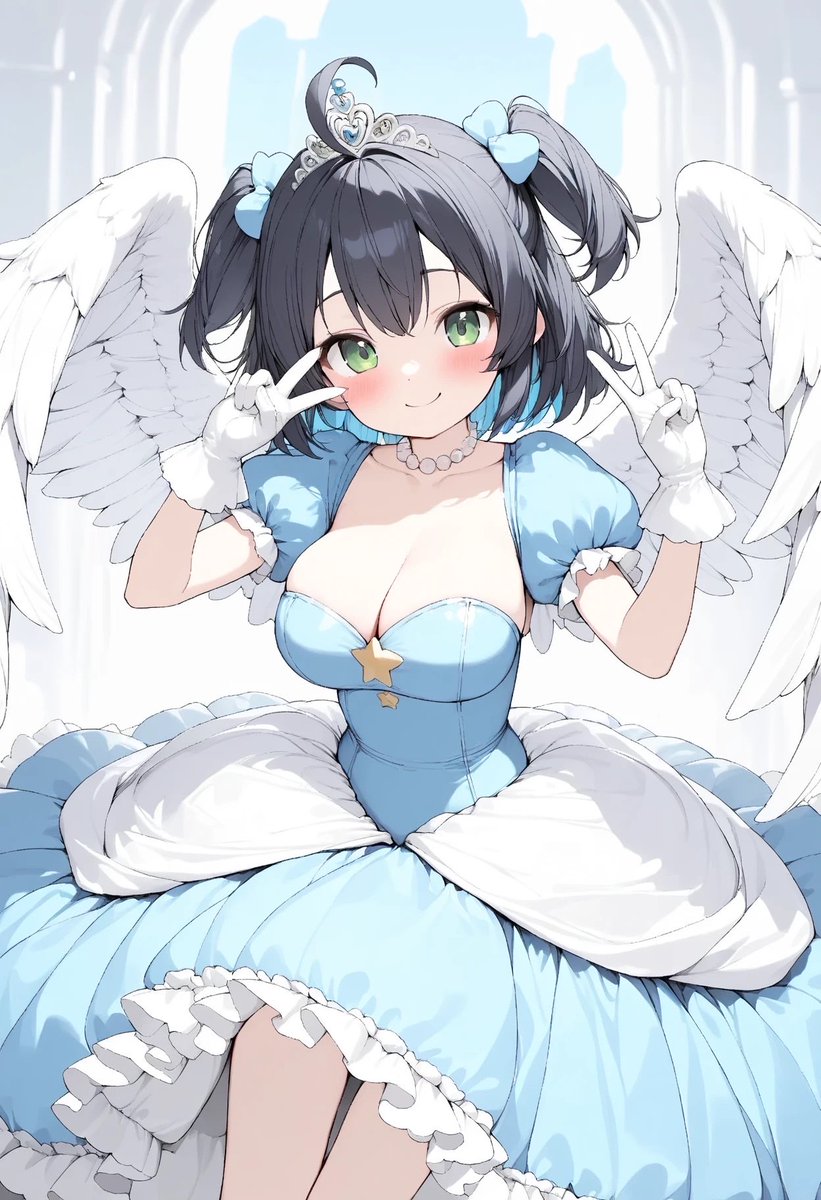 Namera2000's tweet photo. 天使の日らしいのでとりあえずジェルルをどうぞ！！😊🩵 #AIart #うちの子 #AIイラスト https://t.co/UyCen6ty27