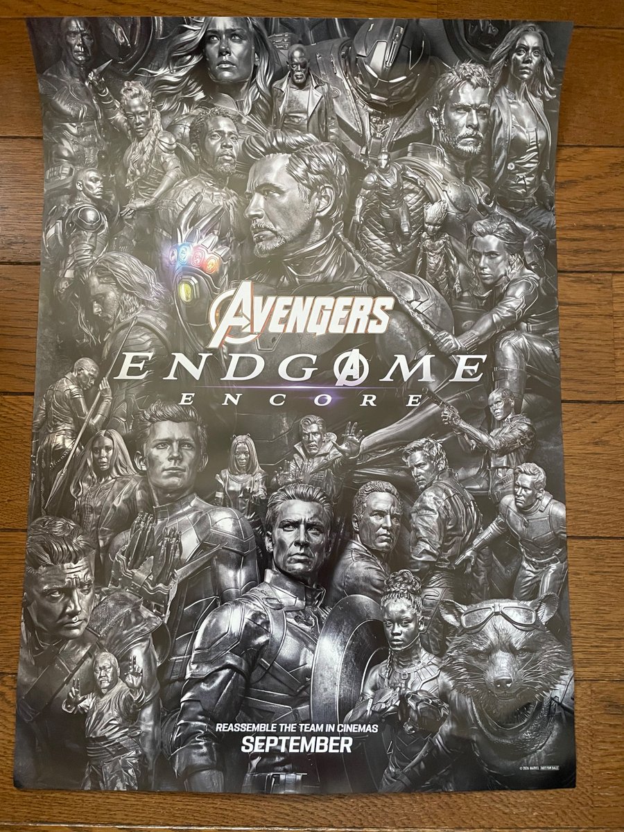 a_chan_07_17's tweet photo. アベンジャーズ／エンドゲームを見てきた。
久しぶりだったせいか、内容を覚えてるのに、泣いちゃったよ。
最後の方はずっと泣いてたかも。
隣のお兄さんはずっと前乗りで見ていたわ。
追加映像にいちいち驚いて、ドゥームズデイがますます楽しみになってきた。
#アベンジャーズ
#ドゥームズデイ https://t.co/EIajZqrHge