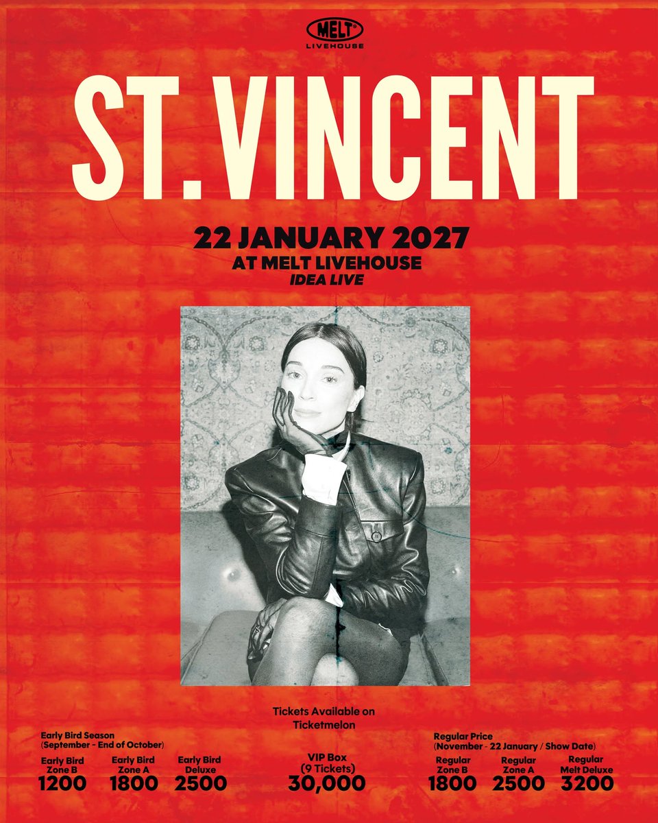 mtgh's tweet photo. Musician @st_vincent will perform in Thailand this January, thanks to Melt Livehouse.

https://t.co/riVTaU6TRZ https://t.co/cAaxNEPRp2