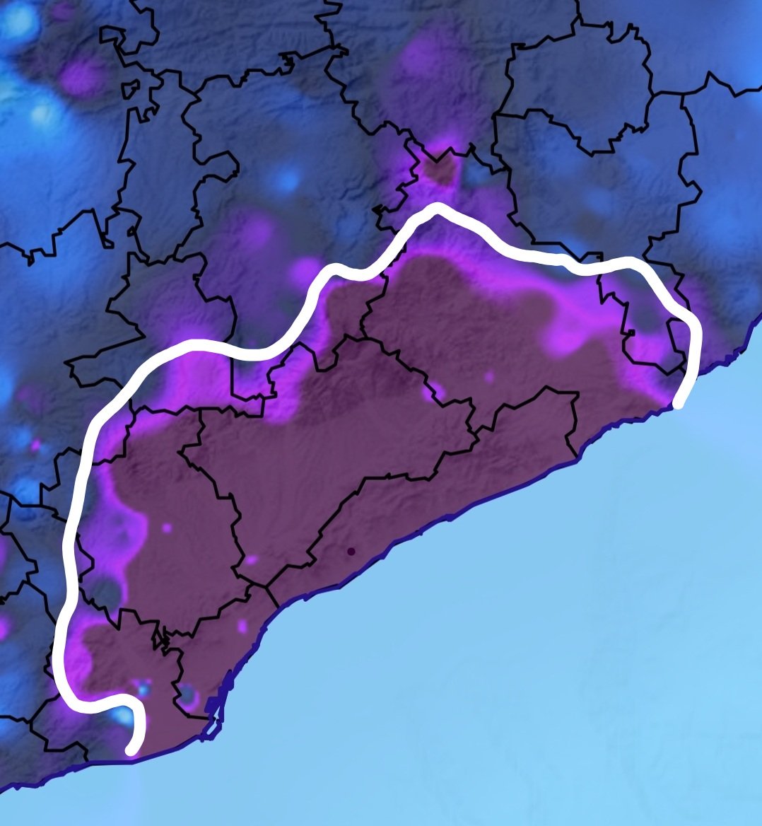 SeguimlaMeteo's tweet photo. Simplement observeu l'extensió espectacular dels registres de > 100/200 l/m² entre ahir i avui a la xarxa del @GrupCMI. Des del Baix Llobregat, tot el Barcelonès, pràcticament tot el Vallès, tot el Maresme, la Selva... aiguats sense precedents en diversos casos. Extraordinari. https://t.co/VvhZDl4ptj