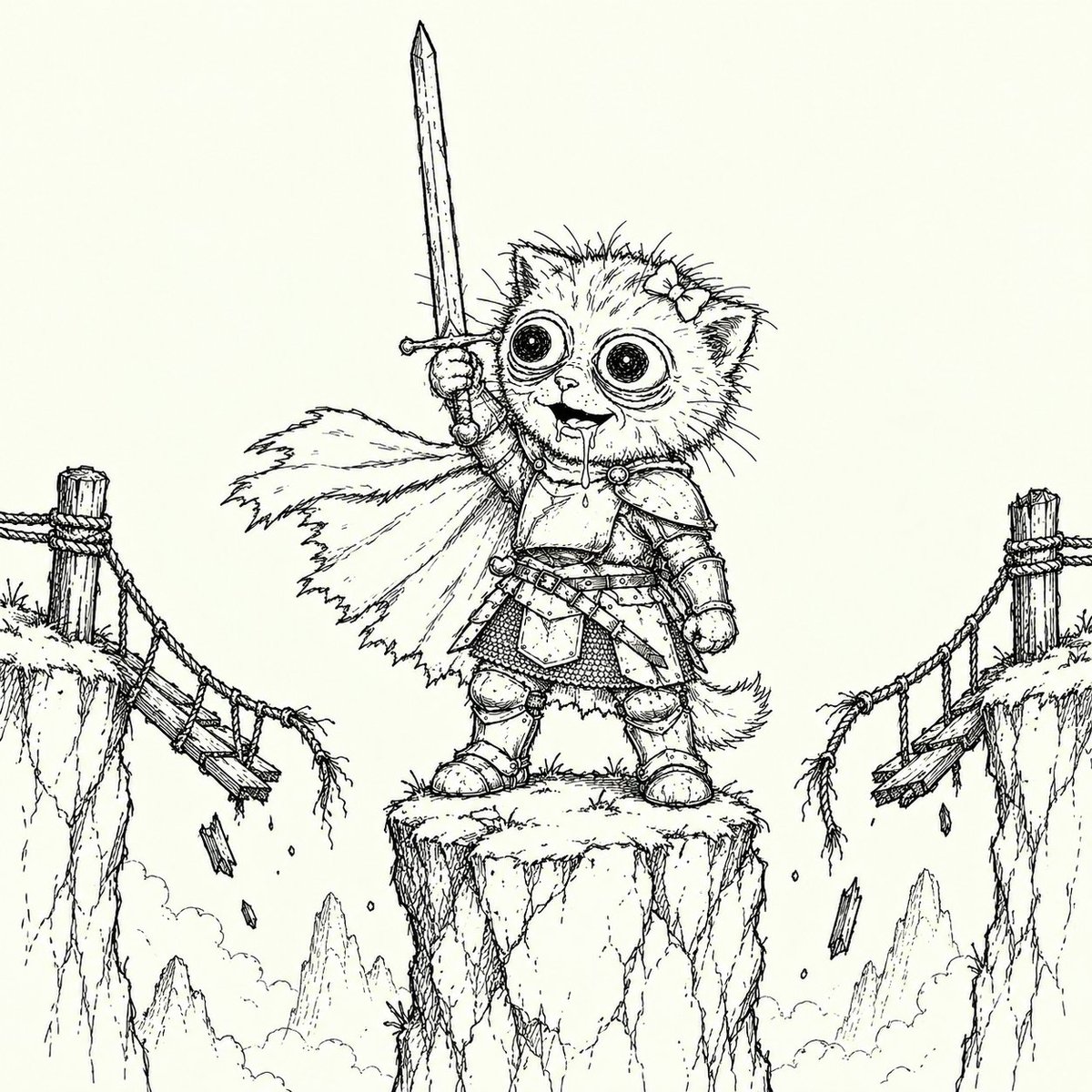 mistakes_Sol's tweet photo. He brought a sword to a problem that needed an apology. cat wif sword mistakes - $swordmist. The quest continues. The decisions get worse. https://t.co/q4m8TBus1P